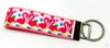 Pink Flamingo Key Fob Wristlet Keychain 1"wide Zipper pull Camera strap handmade