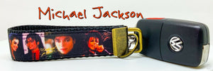 Michael Jackson Key Fob Wristlet Keychain 1"wide Zipper pull Camera strap - Furrypetbeds