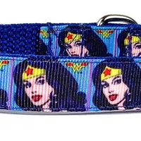 Wonder Woman dog collar handmade adjustable buckle collar 5/8"wide or leash