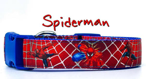 Spiderman dog collar handmade adjustable buckle collar 1" wide or leash