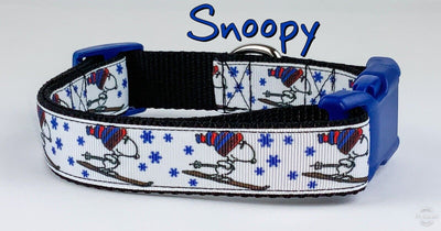 Snoopy Skiing dog collar handmade adjustable buckle collar 1