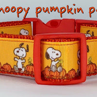 Snoopy Pumpkins dog collar handmade adjustable buckle collar 1"wide leash fabric - Furrypetbeds
