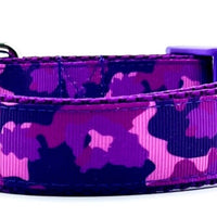 Purple Camo dog collar handmade adjustable buckle 1"or 5/8"wide or leash hunting Petcollarshandmade