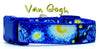 Van Gogh dog collar handmade adjustable buckle collar 1" wide or leash artist