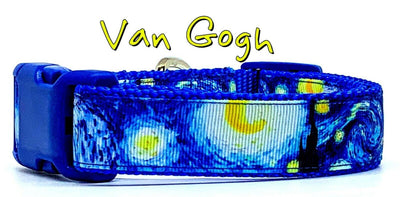 Van Gogh dog collar handmade adjustable buckle collar 1