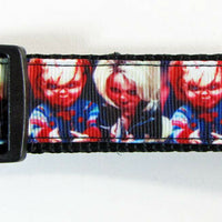 Chucky dog collar, handmade, adjustable, buckle collar,1" wide, leash - Furrypetbeds