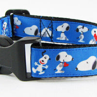 Snoopy dog collar handmade  adjustable buckle 1" wide or leash