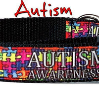 Autism dog collar handmade 12.00 all sizes adjustable buckle collar 1 wide leash - Furrypetbeds