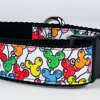 Mickey Balloons dog collar Handmade adjustable buckle 1"or 5/8" wide or leash