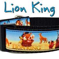 The Lion King Dog collar handmade adjustable buckle collar 1" wide leash fabric