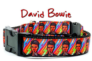 David Bowie dog collar Handmade adjustable buckle 1" or 5/8"wide or leash Rocker